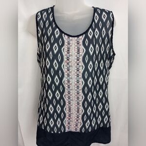 2/$30 Navy and White Chevrolet Sleeveless Mob Wife,Boho Summer Top (#14)